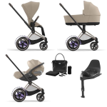 Cybex e-Priam 4 in 1 Cozy Beige-Rosegold con Isofix e borsa