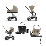 Cybex 4 in 1 Priam Cozy Beige-Chrome Brown con Cloud T i-Size con Isofix e borsa