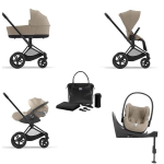 Cybex 4 in 1 Priam Cozy Beige-Matt Black con Cloud T i-Size con Isofix e borsa