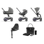 Cybex e-Priam 4 in 1 Mirage Grey-Chrome Black con Isofix e Borsa