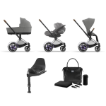 Cybex e-Priam 4 in 1 Mirage Grey-Chrome Brown con Isofix e Borsa