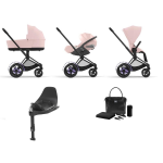Cybex e-Priam 4 in 1 Peach Pink-Matt Black con Base Isofix e borsa