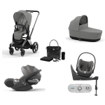 Cybex Trio Priam 4 in 1 Mirage Grey-Chrome Black con Isofix e Sensor Safe
