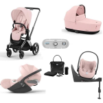 Cybex Trio Priam 4 in 1 Peach Pink-Chrome Black con Isofix e Sensor Safe
