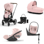 Cybex 4 in 1 Priam Peach Pink-Chrome Brown con Cloud T i-Size e Isofix