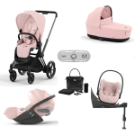 Cybex Trio Priam 4 in 1 Peach Pink-Matt Black con Isofix e Sensor Safe