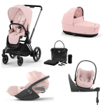 Cybex 4 in 1 Priam Peach Pink-Matt Black con Cloud T i-Size e Isofix