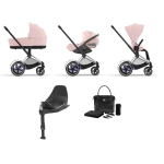 Cybex e-Priam 4 in 1 Peach Pink-Chrome Black con Base isofix e borsa