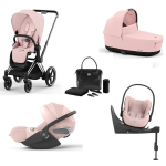 Cybex 4 in 1 Priam Peach Pink-Chrome Black con Cloud T i-Size e Isofix