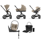 Cybex 4 in 1 Priam Cozy Beige-Matt Black con Cloud T i-Size con Isofix e borsa
