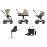 Cybex e-Priam 4 in 1 Cozy Beige-Rosegold con Isofix e borsa