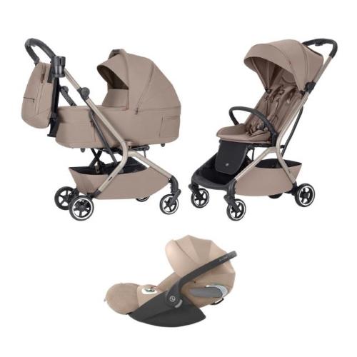 Carrello Baby Trio Magia Spice Beige con Cybex Cloud T Plus I-Size 