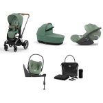 Cybex 4 in 1 Priam Leaf Green-Chrome Brown con Cloud T i-Size e Isofix