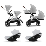 Cybex Trio Gemellare Gazelle S Stone Grey con Cloud G i-Size