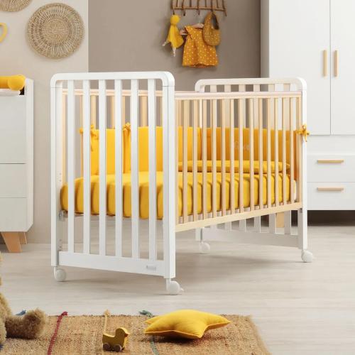 Azzurra Design Culla Lettino Glam 9x1 Bianco-Naturale con Materasso