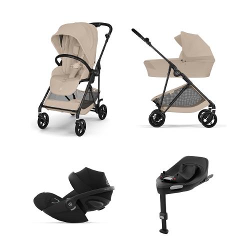 Cybex 4 in 1 Melio Carbon Almond Beige con Cloud G I-Size e isofix