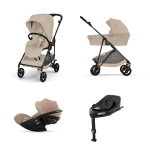 Cybex 4 in 1 Melio Carbon Almond Beige con Cloud G Plus I-Size e Isofix