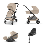 Cybex 4 in 1 Melio Carbon Almond Beige con Cloud T Plus i-Size e isofix