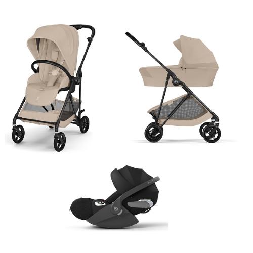 Cybex Trio Melio Carbon Almond Beige con Cloud T I-Size