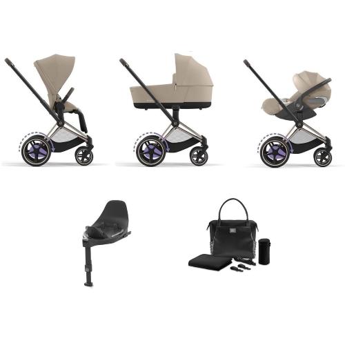 Cybex e-Priam 4 in 1 Cozy Beige-Rosegold con Isofix e borsa