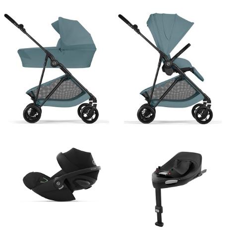 Cybex 4 in 1 Melio Carbon Stormy Blue con Cloud G I-Size e Isofix