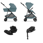 Cybex 4 in 1 Melio Carbon Stormy Blue con Cloud G I-Size e Isofix