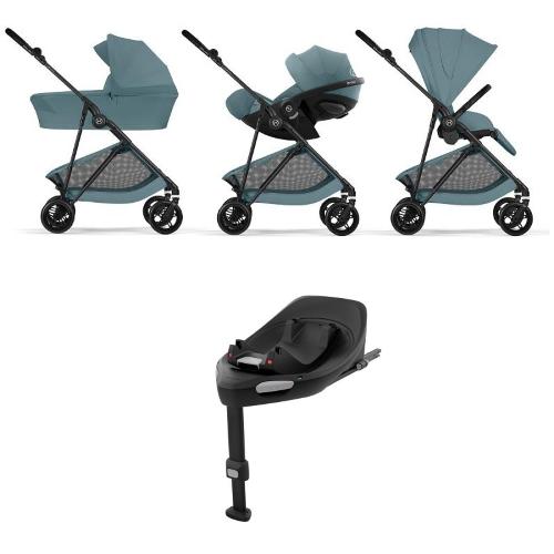 Cybex 4 in 1 Melio Carbon Stormy Blue con Cloud G Plus I-Size e Isofix