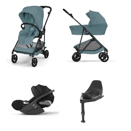 Cybex 4 in 1 Melio Carbon Stormy Blue con Cloud T I-Size e Isofix