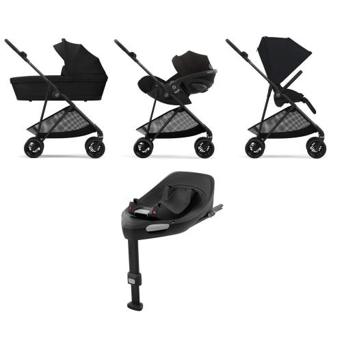 Cybex 4 in 1 Melio Carbon Magic Black con Cloud G Plus I-Size e Isofix