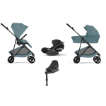 Cybex 4 in 1 Melio Carbon Stormy Blue con Cloud T I-Size e Isofix