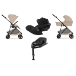 Cybex 4 in 1 Melio Carbon Almond Beige con Cloud G I-Size e isofix