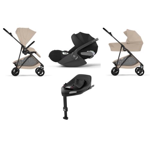 Cybex 4 in 1 Melio Carbon Almond Beige con Cloud T i-Size e isofix