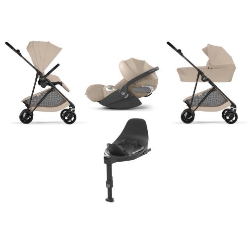 Cybex 4 in 1 Melio Carbon Almond Beige con Cloud T Plus i-Size e isofix