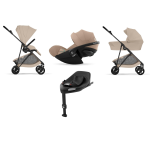 Cybex 4 in 1 Melio Carbon Almond Beige con Cloud G Plus I-Size e Isofix