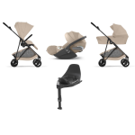 Cybex 4 in 1 Melio Carbon Almond Beige con Cloud T Plus i-Size e isofix
