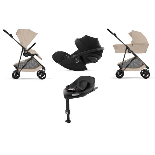 Cybex 4 in 1 Melio Carbon Almond Beige con Cloud G I-Size e isofix