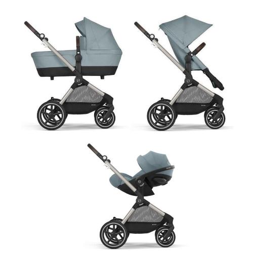 Kit Nascita Neonato Trio Cybex EOS Lux Sky Blue e Stokke Sleepi V3 Natural