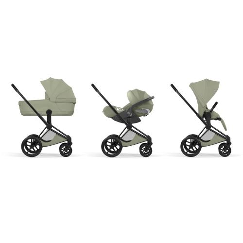 Cybex Trio Priam Style Sage Green con telaio Matt black e Cloud T I-Size Plus
