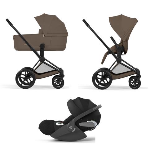 Cybex Trio Priam Comfort Matt Black-Coconut Brown con Cloud T i-Size
