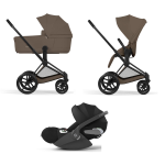 Cybex Trio Priam Comfort Matt Black-Coconut Brown con Cloud T i-Size
