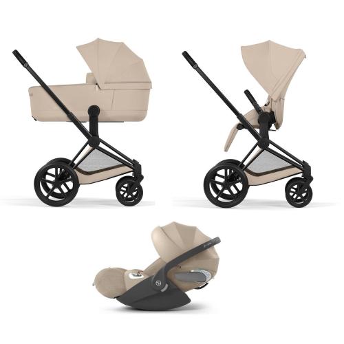 Cybex Trio Priam Comfort Matt Black-Cozy Beige con Cloud T Plus