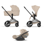 Cybex Trio Priam Comfort Matt Black-Cozy Beige con Cloud T Plus