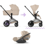Cybex Trio ePriam Comfort Matt Black-Cozy Beige con Cloud T Plus