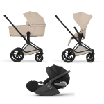 Cybex Trio Priam Comfort Matt Black-Cozy Beige con Cloud T i-Size