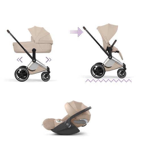 Cybex Trio ePRIAM Style Chrome-Cozy Beige con Cloud T I-Size Plus