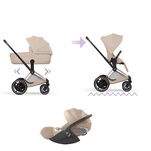 Cybex Trio ePRIAM Style Rosegold-Cozy Beige con Cloud T I-Size Plus