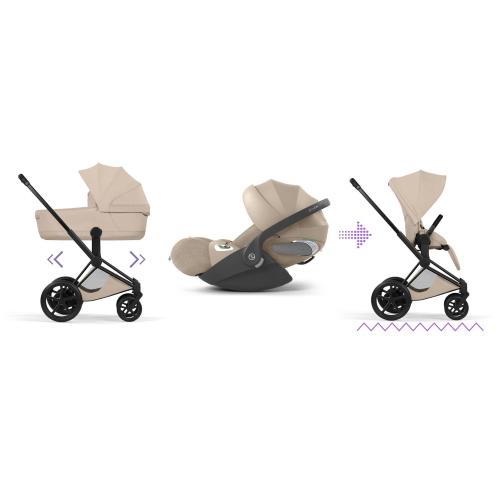 Cybex Trio ePriam Style Matt Black-Cozy Beige con Cloud T i-Size
