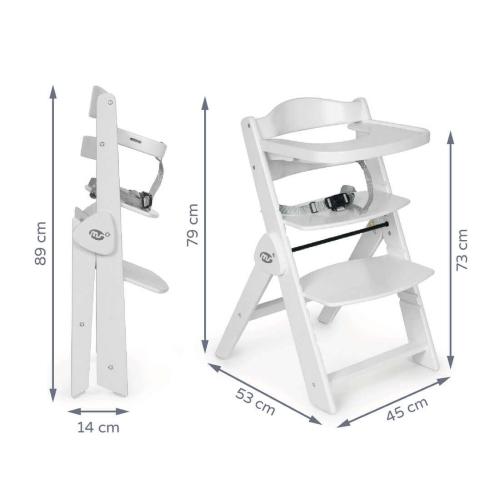 Ms Seggiolone Evolutivo Pieghevole Full Plus Bianco con cuscino grigio