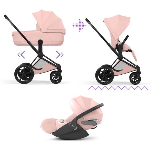 Cybex Trio ePRIAM Style Matt Black-Peach Pink con Cloud T I-Size Plus