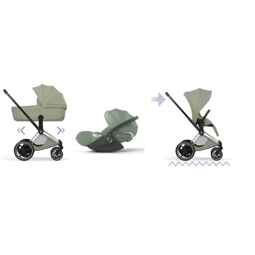 Cybex Trio ePriam Style Chrome-Sage Green con Cloud T Plus